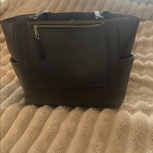 Grey Work Tote Bag multiple pockets and laptop pocket NWOT